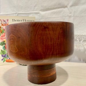 Hand Crafted Wooden Bowl on Pedestal